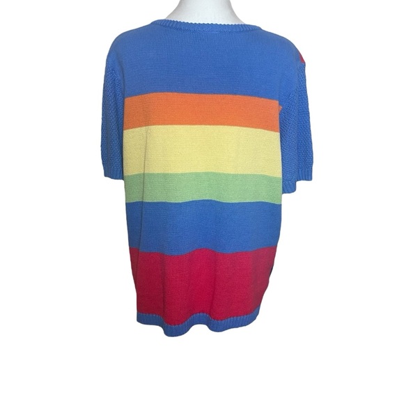 Koret Francisca Vintage Colorful Short Sleeve Embroidered Coastal Sweater XL - Picture 5 of 10